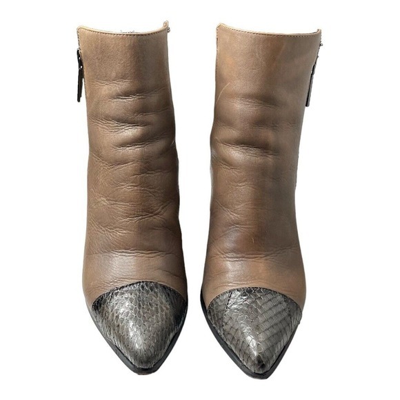 Donald J Pliner "Volt" Leather Snakeskin Pointed Cap Toe Boots Booties Size 8 - Picture 6 of 11